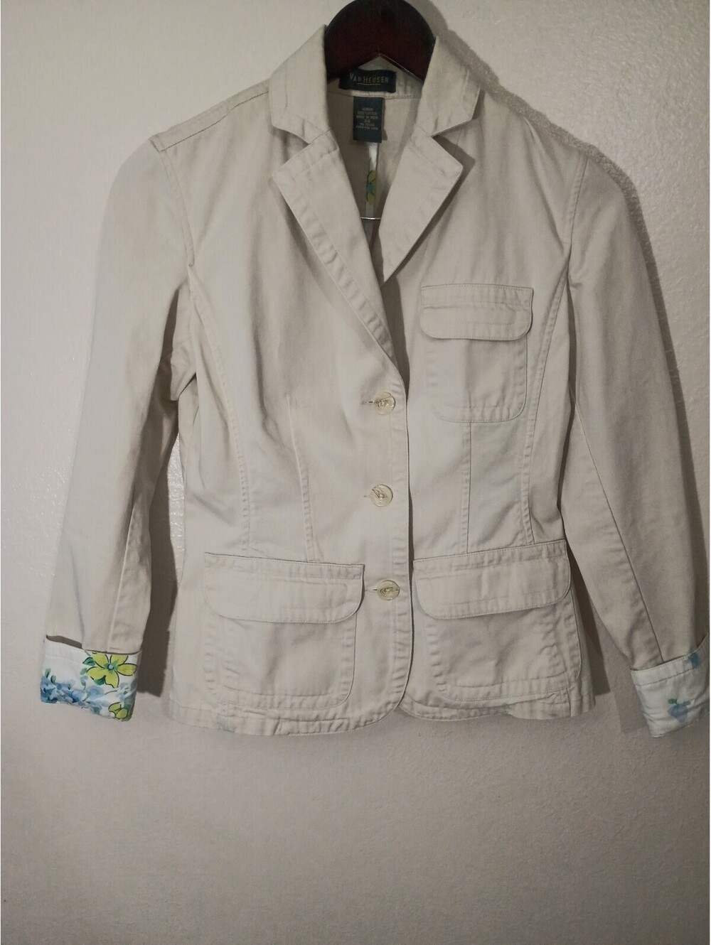 Van Heusen Women's Beige Cotton Blazer Jacket XS